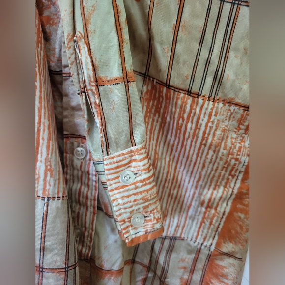 Plackets Striped Shirt in Orange and Beige Sz XXS - Picture 4 of 4